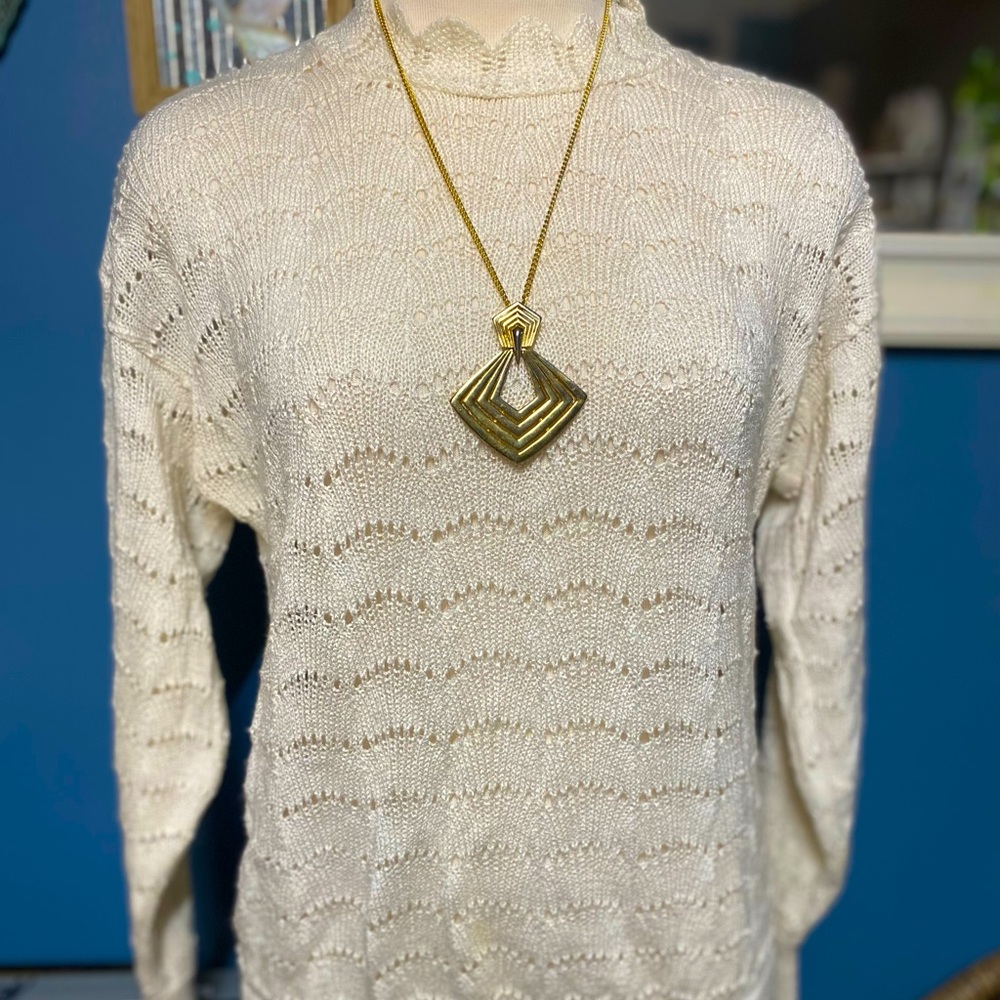 Vintage Billie Joe White/Cream Crochet Sweater
